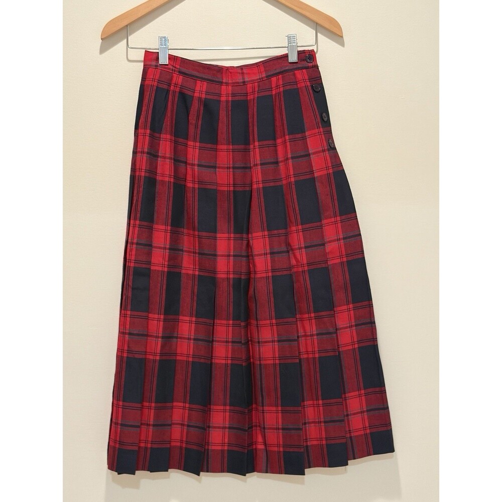 Talbots VTG Plaid Pleated MIDI Skirt 4 Petite Made USA Academia Preppy